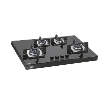 4 Burner Glass Hob Top Black Frame Italian Double Ring Burners Auto Ignition (1074 SQF IN)